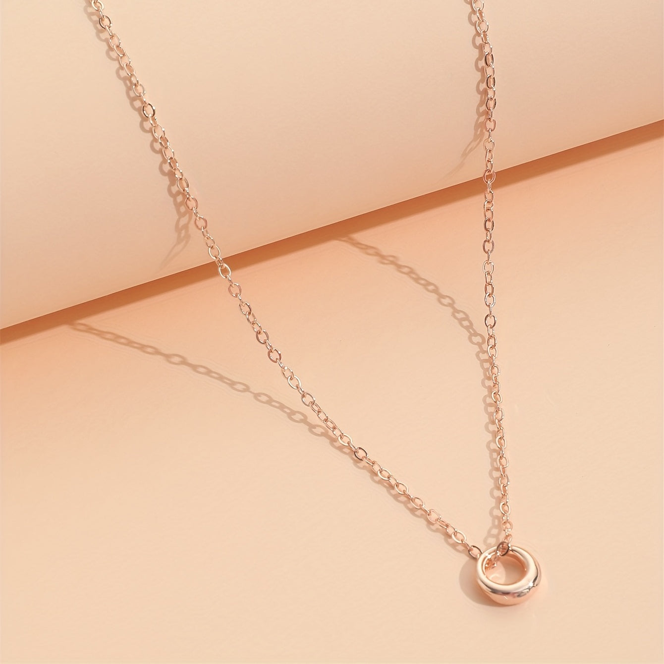 Small Ring Pendant Necklace Silver Alloy Elegant Women Girls