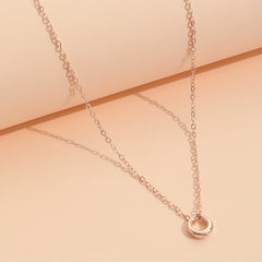 Small Ring Pendant Necklace Silver Alloy Elegant Women Girls