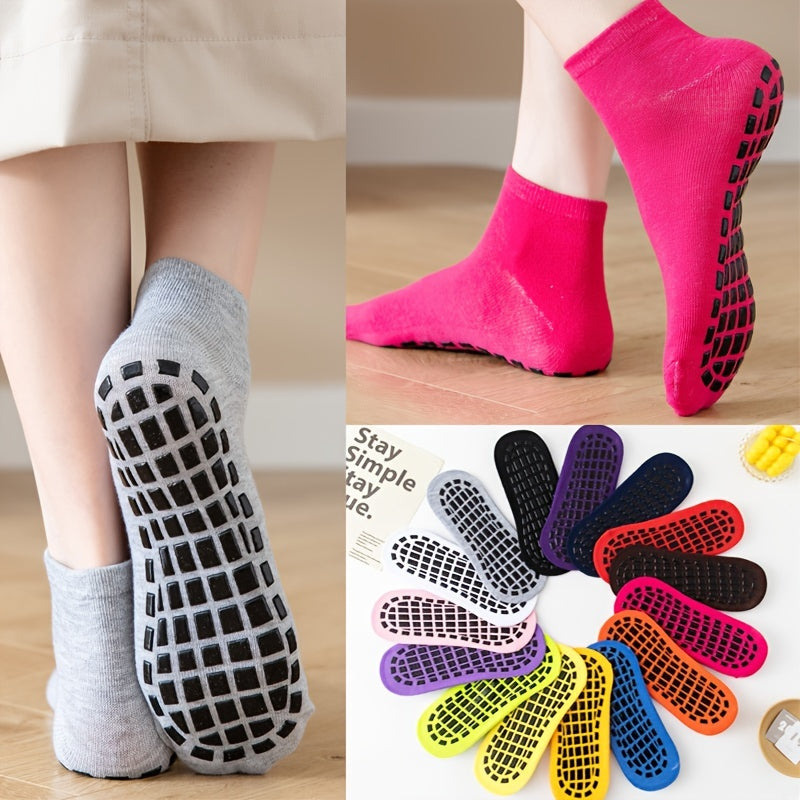 Solid Towel Bottom Yoga Socks Anti Slip Garters Grip Short Crew Socks
