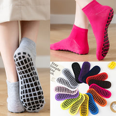 Solid Towel Bottom Yoga Socks Anti Slip Garters Grip Short Crew Socks