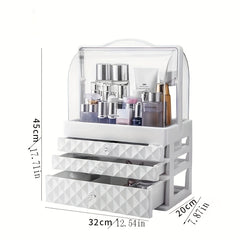 Portable Makeup Organizer with Drawer & Lid Waterproof Dustproof Storage Case