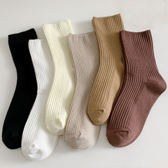 6 Pairs Women's Cotton Crew Socks - Multicolor Christmas Casual