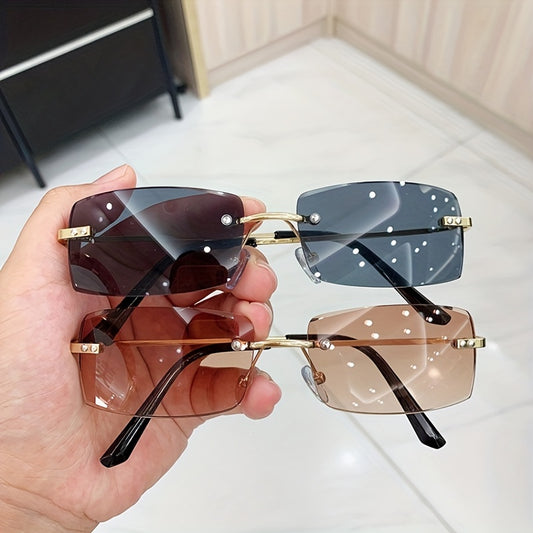 Rimless Sunglasses Casual Lightweight Metal Glasses UV400