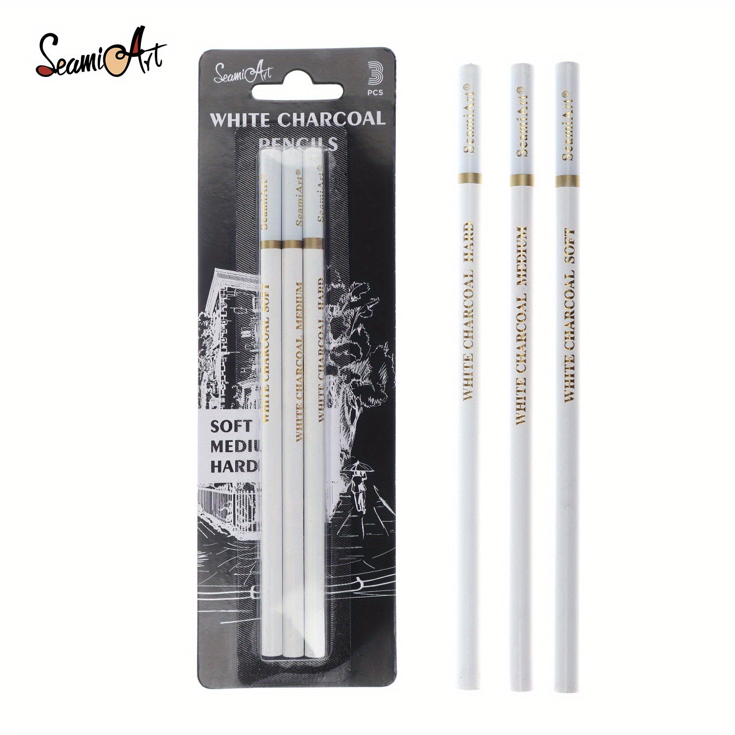 SeamiArt 3Pcs Charcoal Pencil Sketch Art Tools