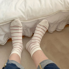 5 Pairs Letter & Striped Socks Women's Stockings
