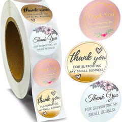 500 Pcs Thank You Flower Stickers for Baking Packaging Envelope Seals