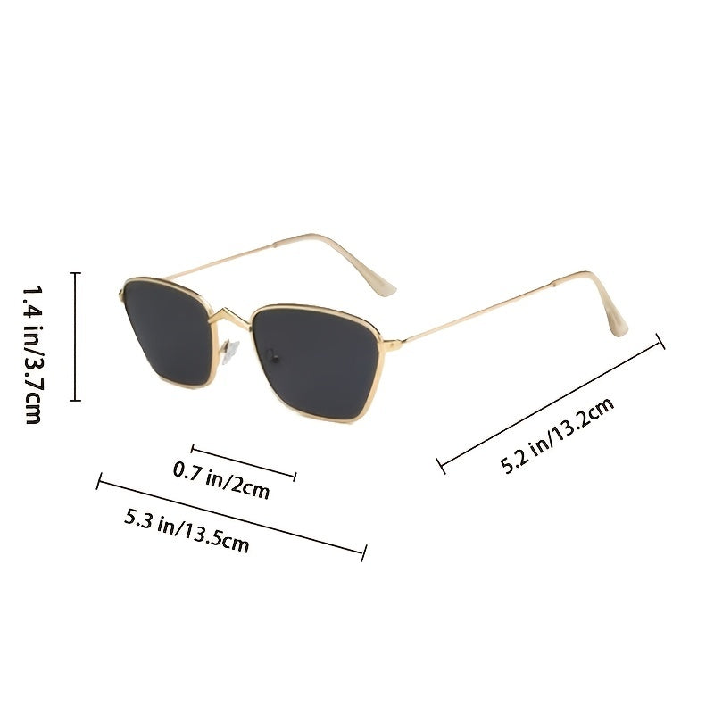 Vintage Small Cat Eye Sunglasses Metal Frame Rectangle Sun Glasses