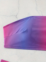  Ombre Print Bikini Set Tube Bra & High Waisted Panty Swimsuit