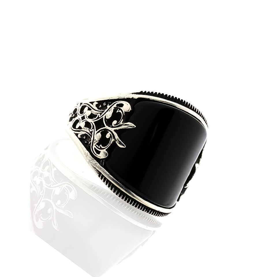Vintage Men's Totem Ring with Oil Drop Carving