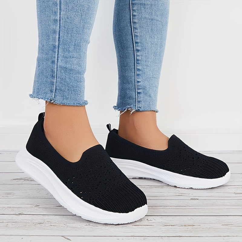 Women's Lightweight Slip On Walking Shoes Flying Woven Casual Sneakers