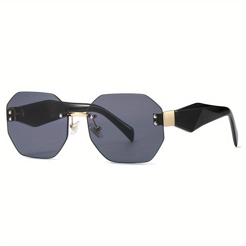 Polygonal Rimless Sunglasses UV400 Gradient Glasses