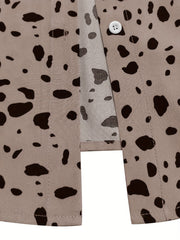  Dalmatian Print Lantern Sleeve Blouse