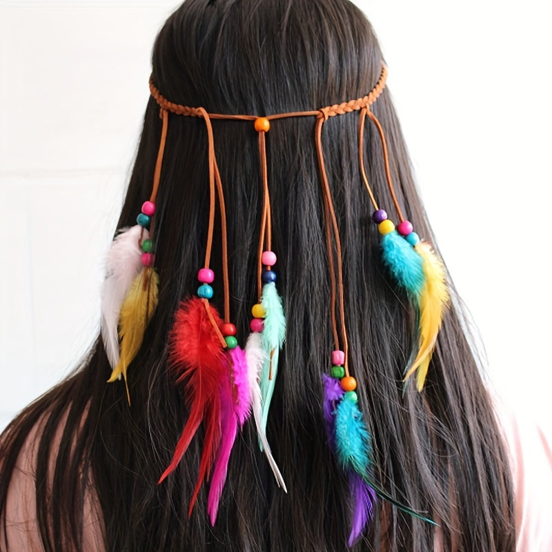 Bohemia Style Feather Hair Band Adjustable Headwear