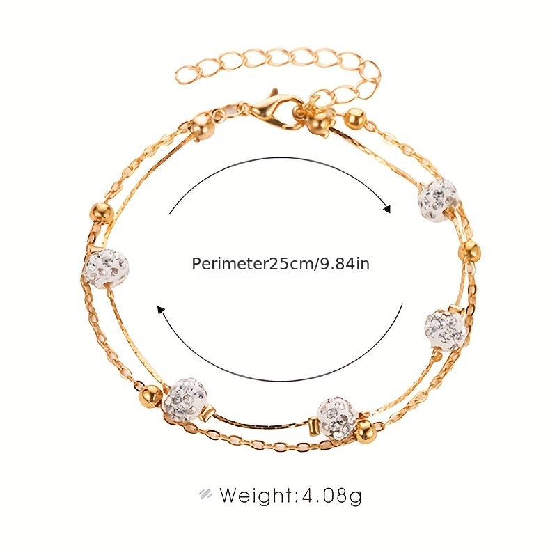 Men's Faux Diamond Crystal Anklet Double Layer For Unisex