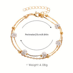 Men's Faux Diamond Crystal Anklet Double Layer For Unisex