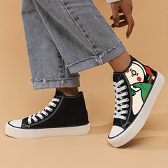 Christmas Snowman Print Canvas Sneakers