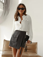  Lantern Sleeve Button Up Blouse