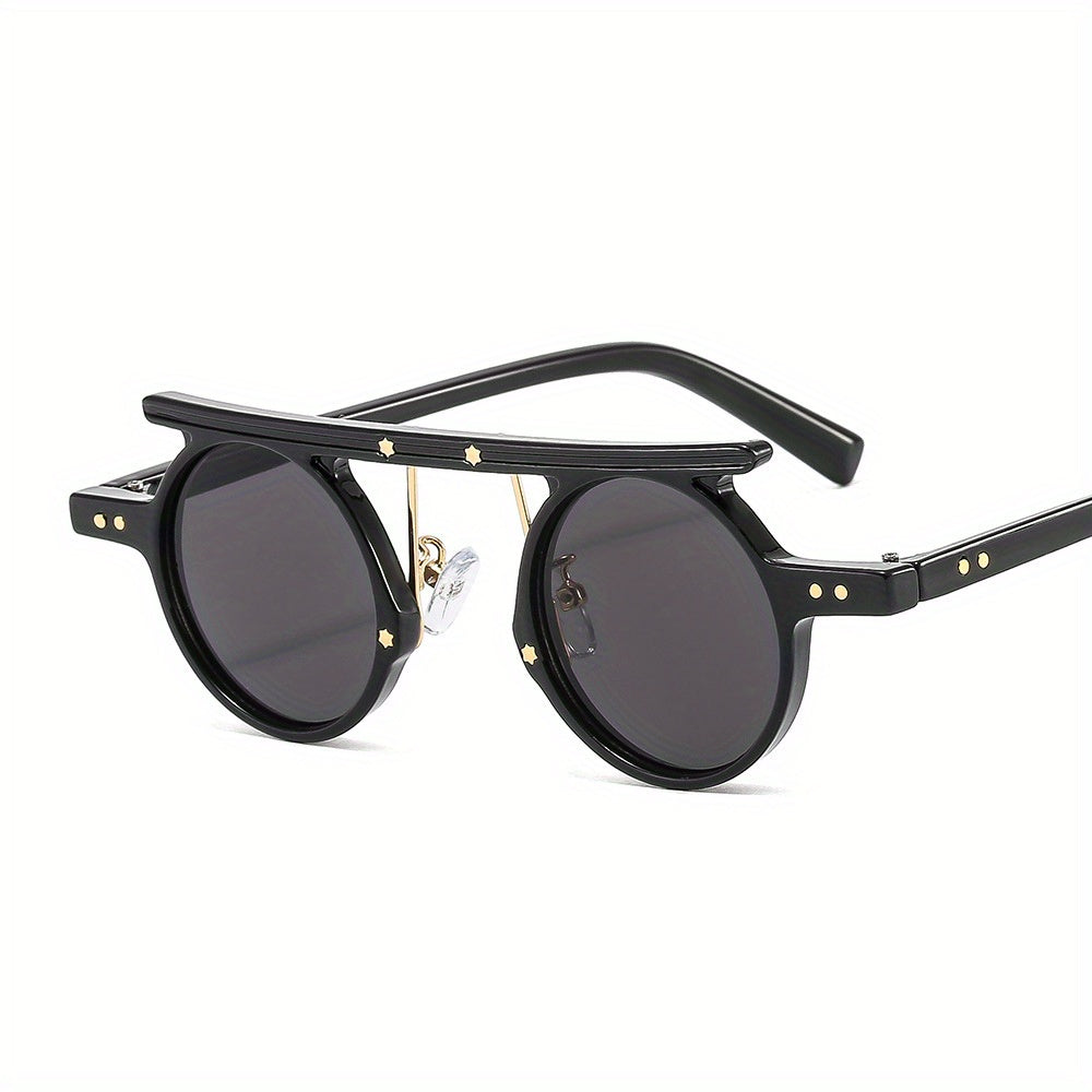 Y2K Top Bar Steampunk Sunglasses Rivet Gradient UV400