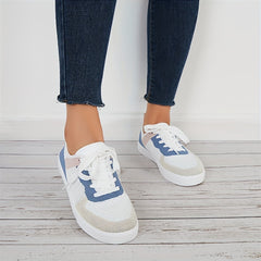 Women's Mesh Lace-Up Skate Shoes Breathable Flat Outdoor Walking Shoes