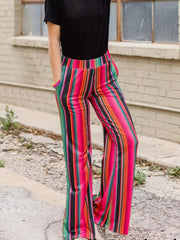 Women's Plus Colorful Stripe Print Flared Leg Pants