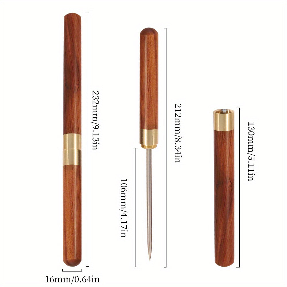 Portable Stainless Steel Ice Pick With Wooden Cover for Ice Breaking