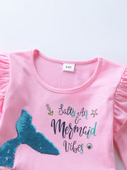 Girls Mermaid Embroidered Long Sleeve Mesh Princess Outfit