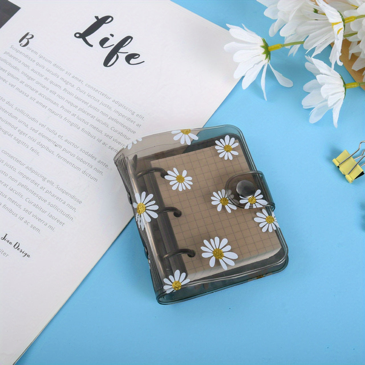 Mini Transparent 3 Ring Binder Covers with 80 Sheets