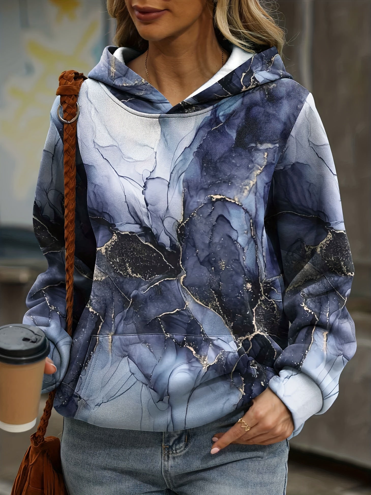 Kangaroo Pocket Hoodie, Casual Long Sleeve Hoodies Sweatshirt