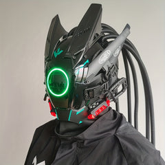 Custom Tubular Braid Cyberpunk Mask LED Light Cosplay Sci-fi Gear