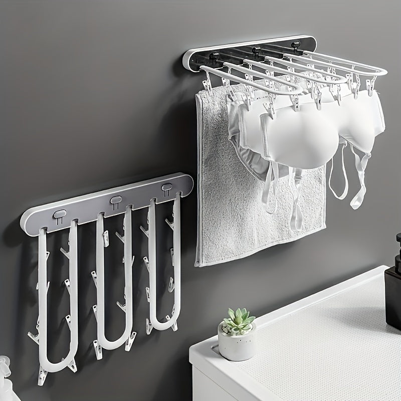 Balcony Drying Rack with 24 Clips Household Folding Rack