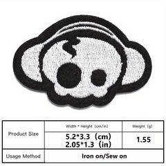 Punk Skull Embroidered Patches for Men