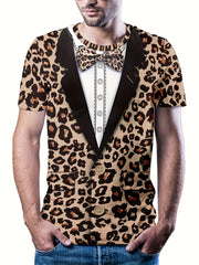 Leopard Print T shirt Men's Street Style Tee Shirt For Summer