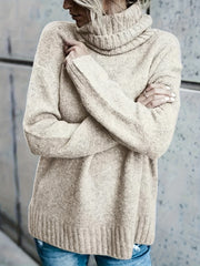  Solid Long Sleeve Turtle Neck High Stretch Jumper