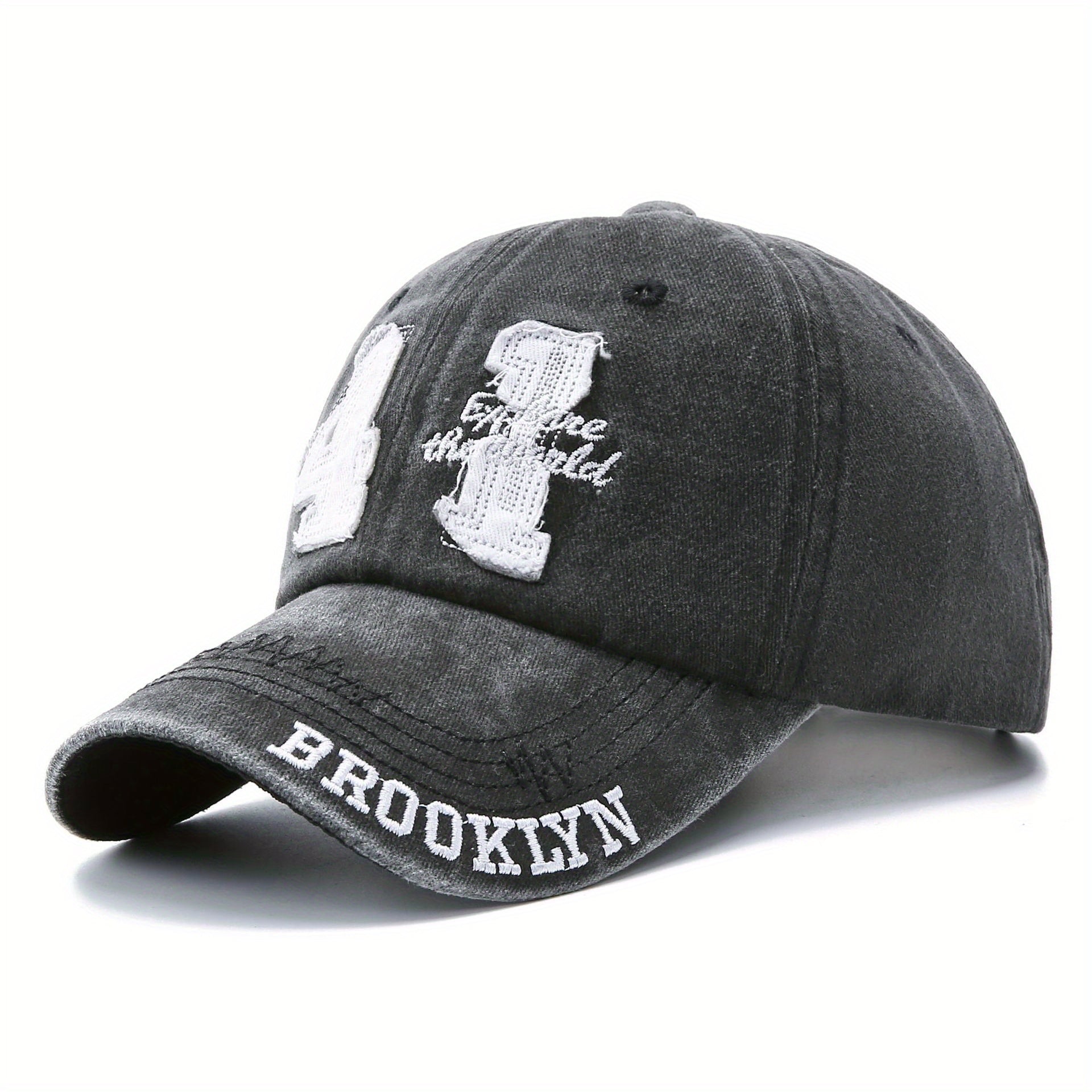 Distressed Patch Baseball Cap Cotton Adjustable Unisex Dad Hats Casual
