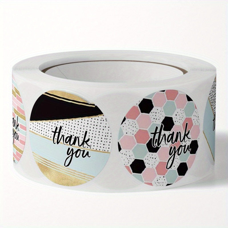 50pcs Round Thank You Stickers - 8 Styles - 2.0x0.98in - Packaging Dec