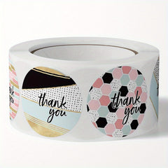 50pcs Round Thank You Stickers - 8 Styles - 2.0x0.98in - Packaging Dec
