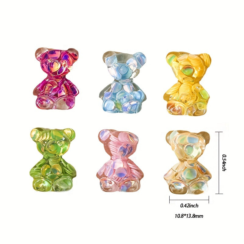 10pcs Aurora Bear Charms for Crafts DIY Resin Charms Accessories