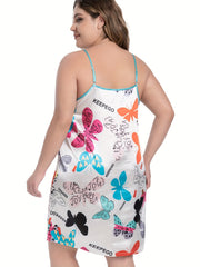 Butterfly Print Cami Dress & Robe Lounge Set
