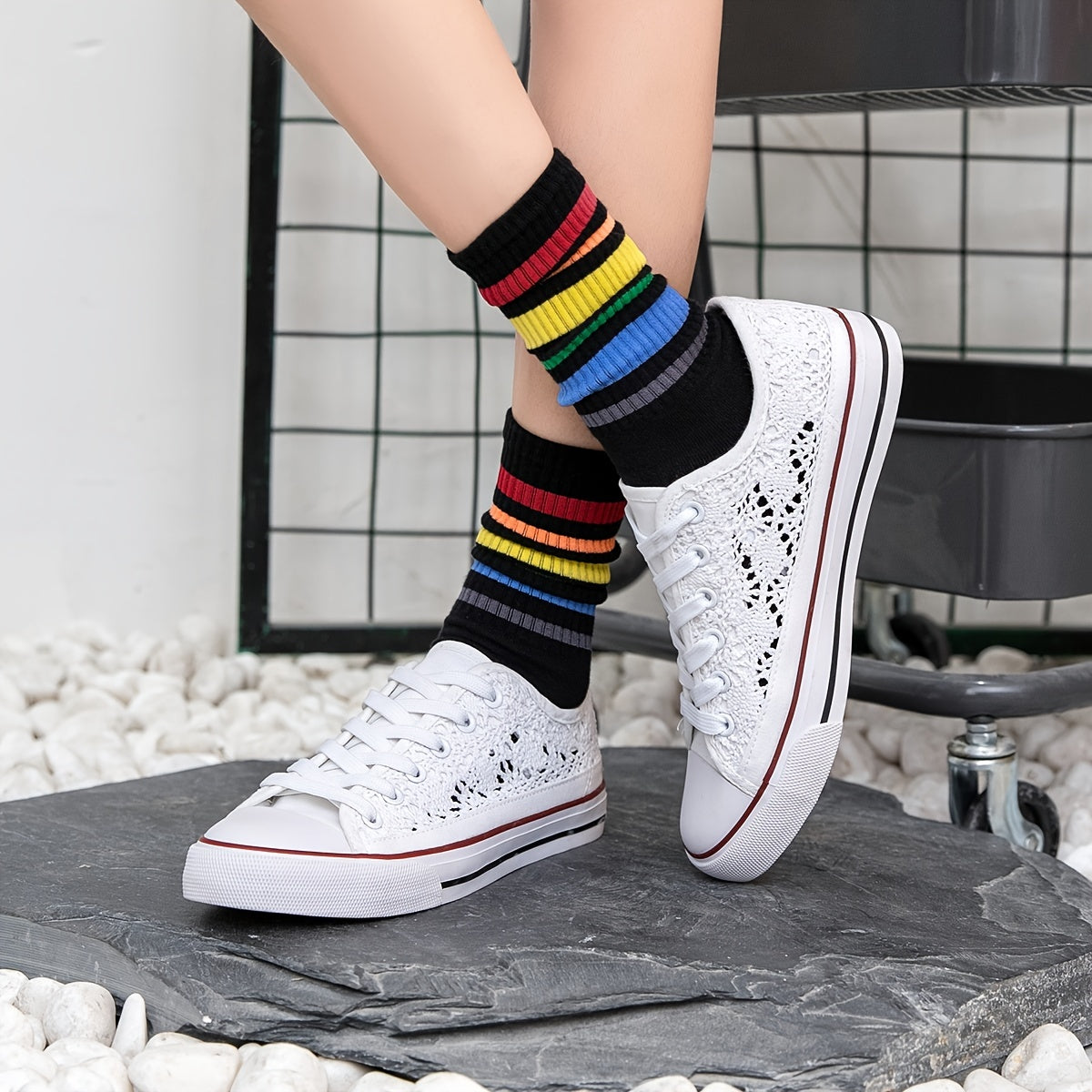 Women's Hollow Out Low Top Sneakers Lace Up Canvas Casual Walking Shoes