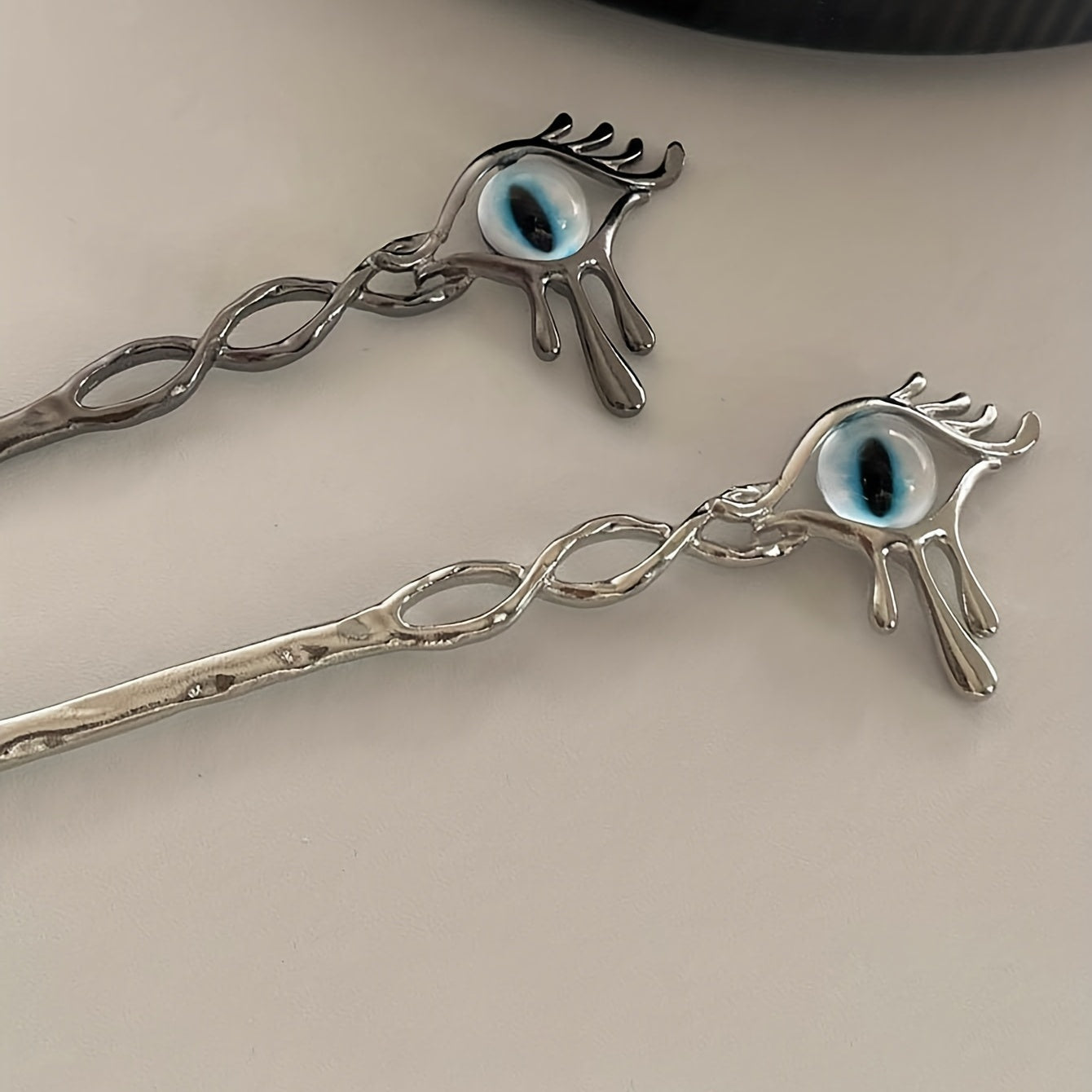 Evil Eye Hair Pin Retro Hair Stick Metal Hair Bun Maker Non Slip Hair Decoration