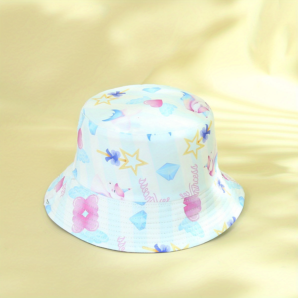 Pentagram Printed Bucket Hat Reversible Sunscreen Beach Hats Fisherman Cap