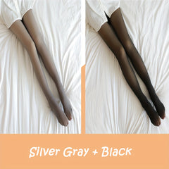 2 Pack Plush Lined Tights Opaque High Waist Thermal Leggings Women's Stockings
