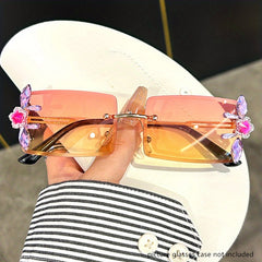 Rhinestone Flower Sunglasses UV400 Sun Shades Beach Party