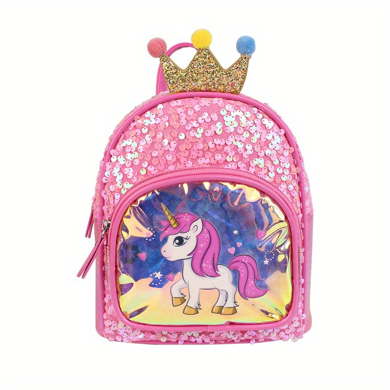 Kids Sequin Unicorn Crown Backpack for School