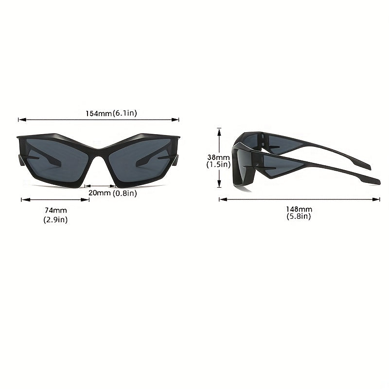 Wrap Around Sunglasses Block Sports Y2K Stylish Futuristic Cat Eye Glasses