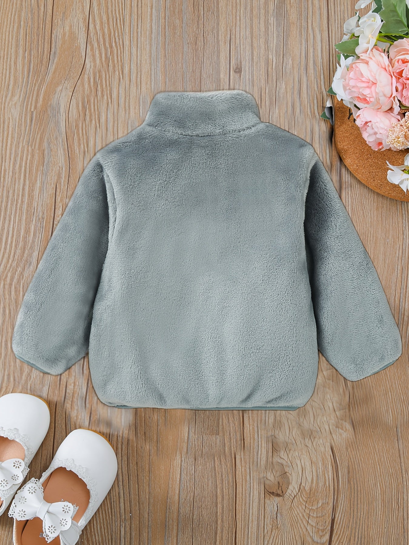 Baby Girls Fleece Thermal Jacket Zip up Collar Outerwear