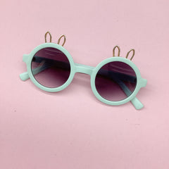 Girl's Cartoon Round Frame Rabbit Ears Sunglasses UV Protection
