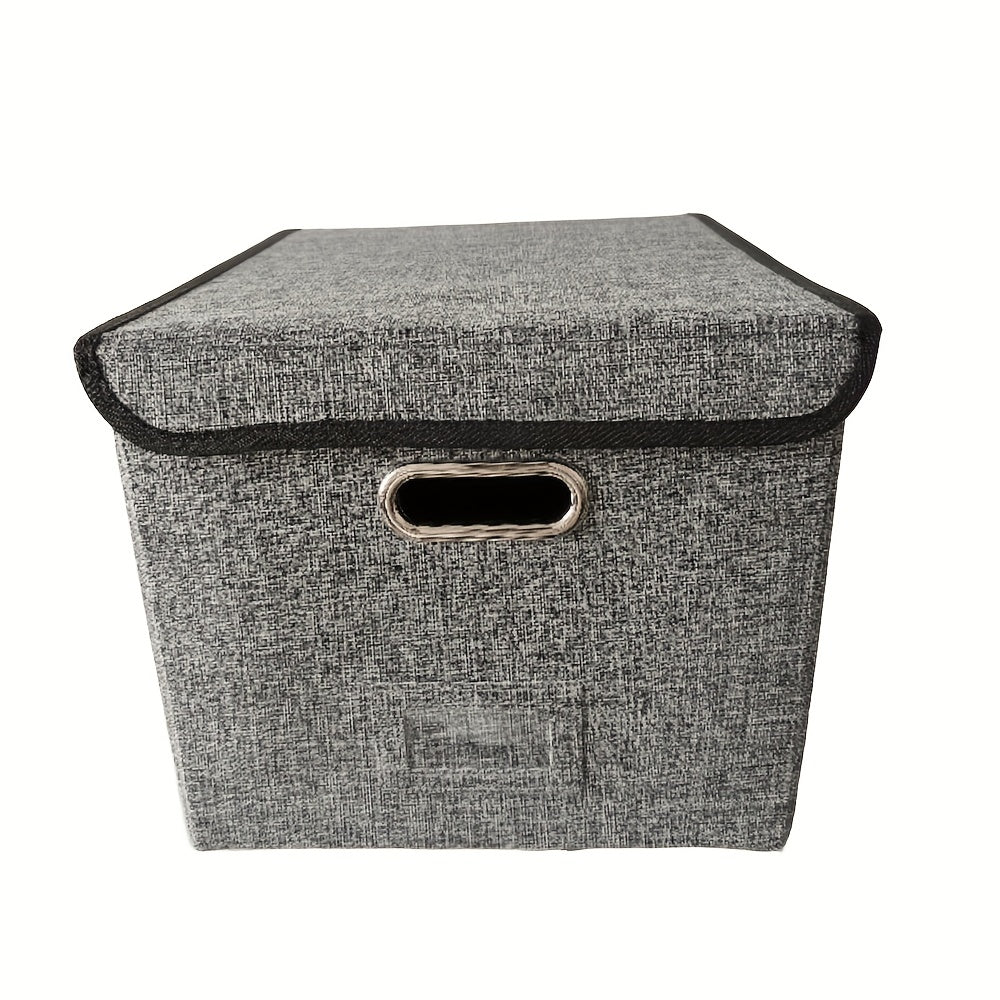 Linen File Box with Lid, Collapsible File Organizer