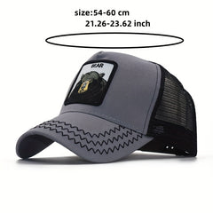 Bear Embroidery Patch Trucker Hat Unisex Animal Pattern Baseball Cap
