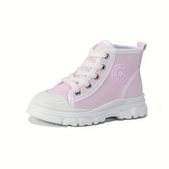 Girls High Top Canvas Sneakers Casual Anti skid Lace up Shoes